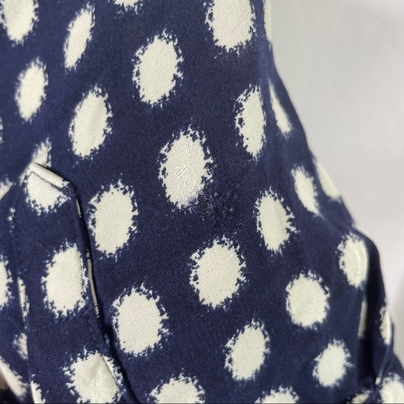 𝅺11•1•tylho Anthropologie Navy Blue Polka Dot Wrap Dress - Picture 9 of 11